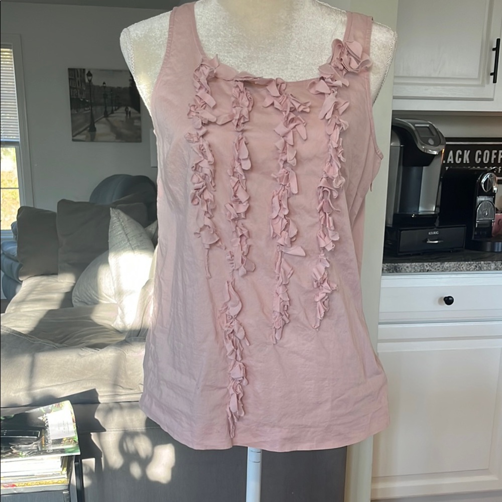J Crew Ruffled Pink Tank Top with Feminine Charm